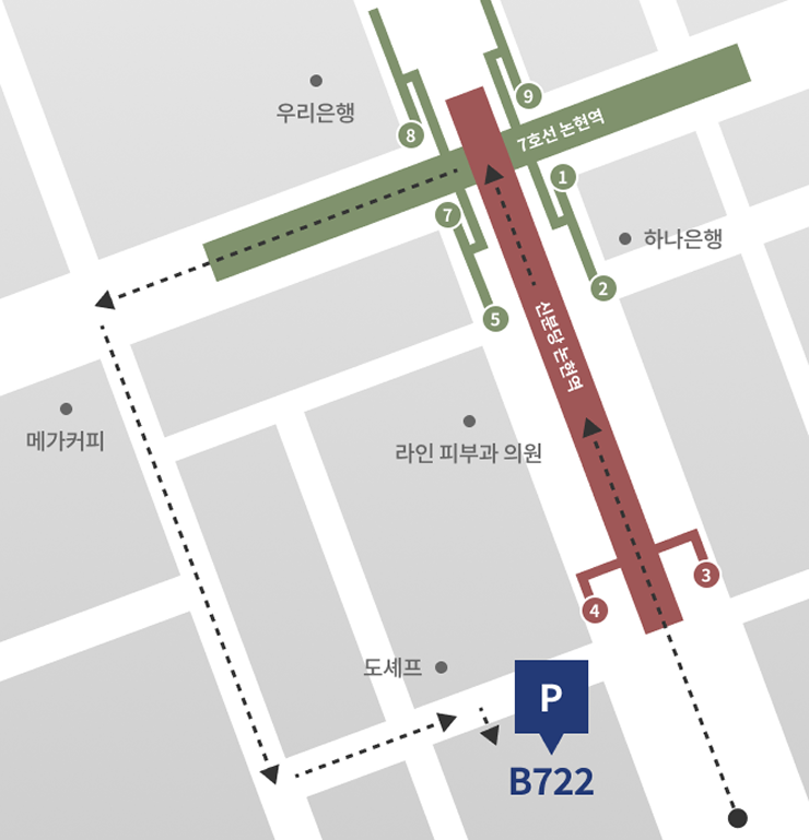 강남역 방면에서 오시는 경우 약도 이미지